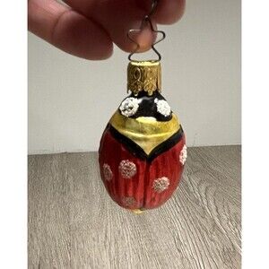 Vintage Glass Ladybug Christmas Ornament Insect Bug West Germany